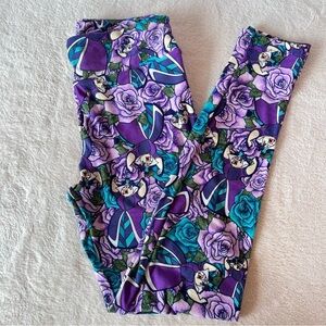 DISNEY ALICE IN WONDERLAND PURPLE QUEEN OF HEARTS OS LEGGINGS NWT